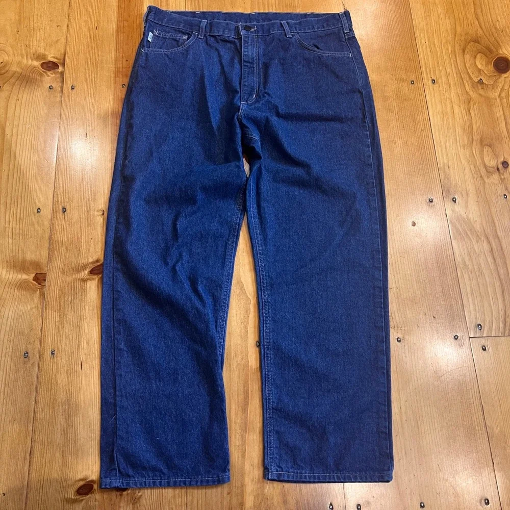 Carhartt FRB100 DNM Flame Resistant Jeans Mens 40x30 Blue Relaxed Fit Made USA